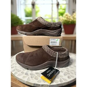 Vionic Orthotic Water Resistant Arbor Clog Slippers Women’s 6 Brown Suede Knit C